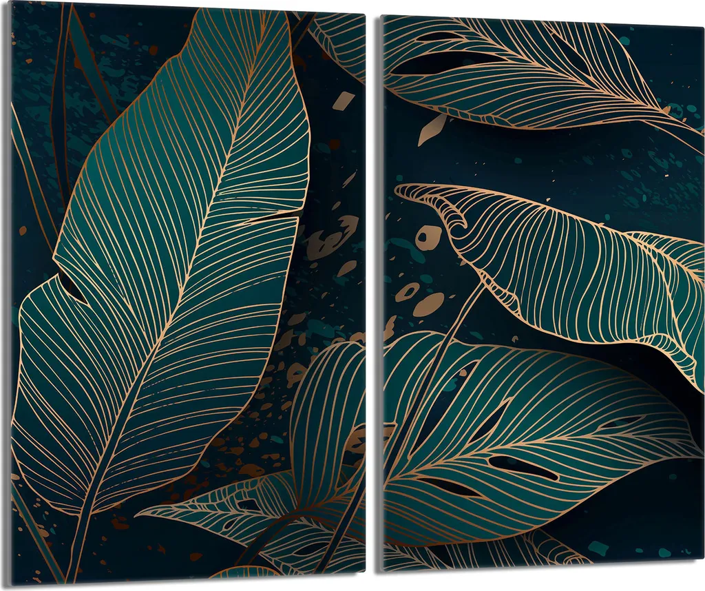 Set 2 Coprifornelli in Vetro 30x52 Design Verde Nature per Induzione