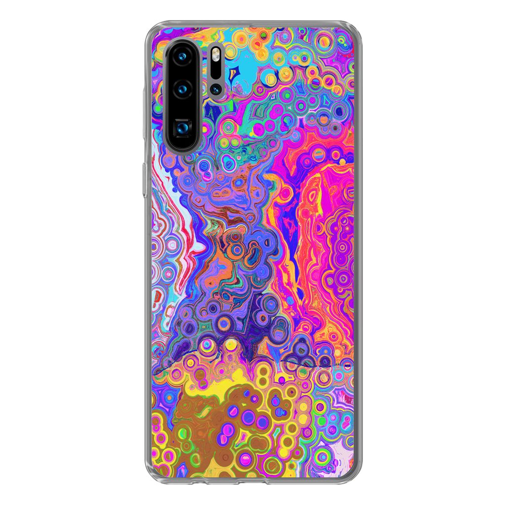 MuchoWow Handyhülle Schutzhülle Hülle für Huawei P30 Pro Kunst - Formen - Farbe - Psychedelisch Silikon Softcase Handy Hülle - Schutzdeckel