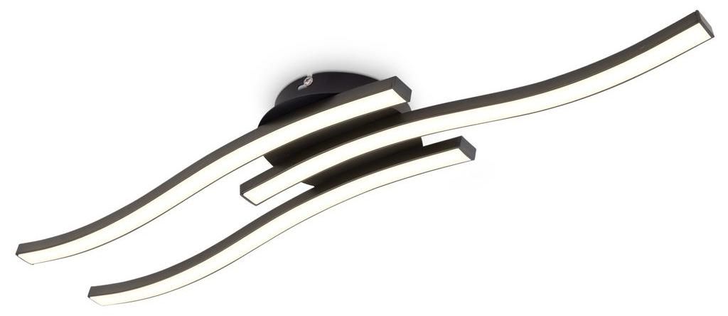 Plafonnier 55x12 cm - 15W, 1800lm, LED, blanc chaud, noir Image du produit 