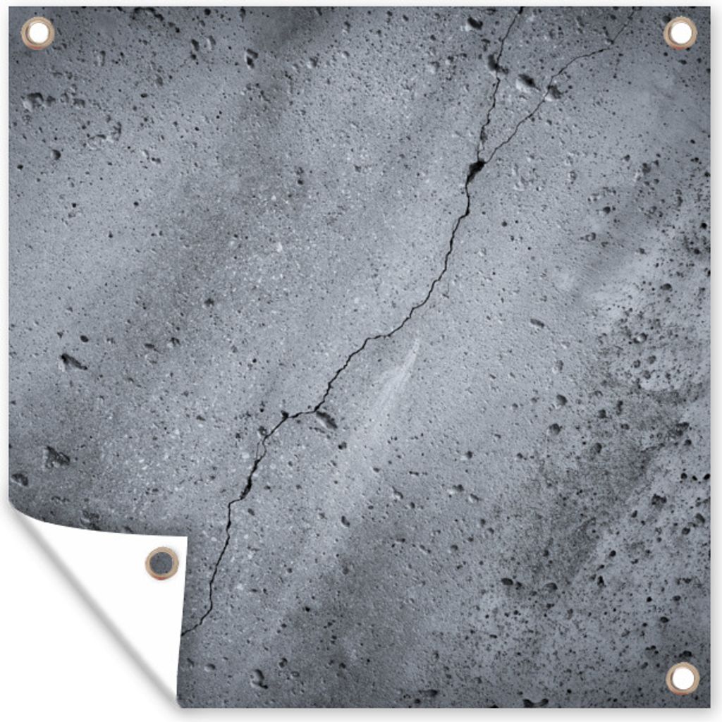 MuchoWow 50x50 cm Outdoor-Poster Gartendeko Sichtschutz Garten Poster für den Garten Beton - Grau - Riss