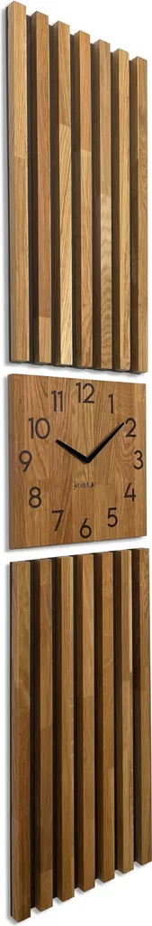 Horloge design bois pour grand mur de salon Lamele 155cm élégante