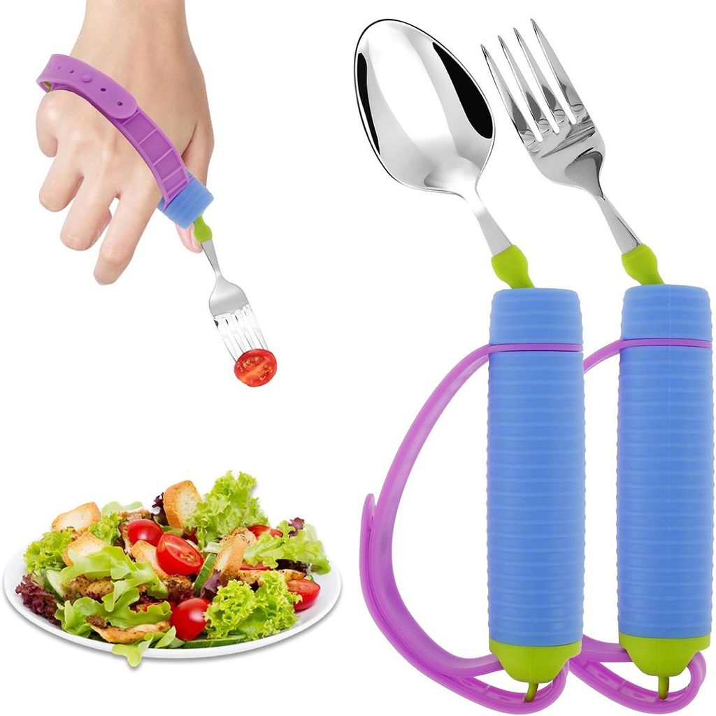 2er-Set Hilfsbesteck,für Personen mit schwacher Handkraft, Parkinson, Arthritis, Tremor, ältere oder behinderte Erwachsene, Reisebesteck