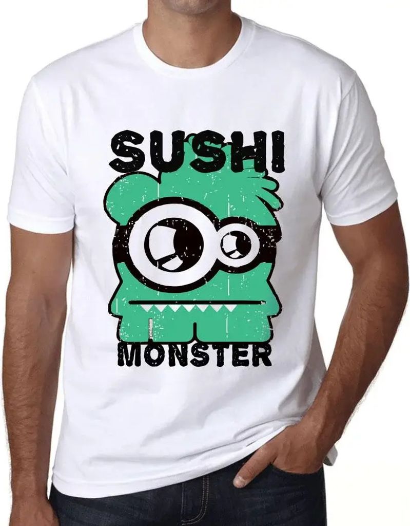 Herren Grafik T-Shirt Sushi-Monster – Sushi Monster – Öko-Verantwortlich Vintage Jahrgang Kurzarm Lustige Druck Geburtstag Geschenk Mann