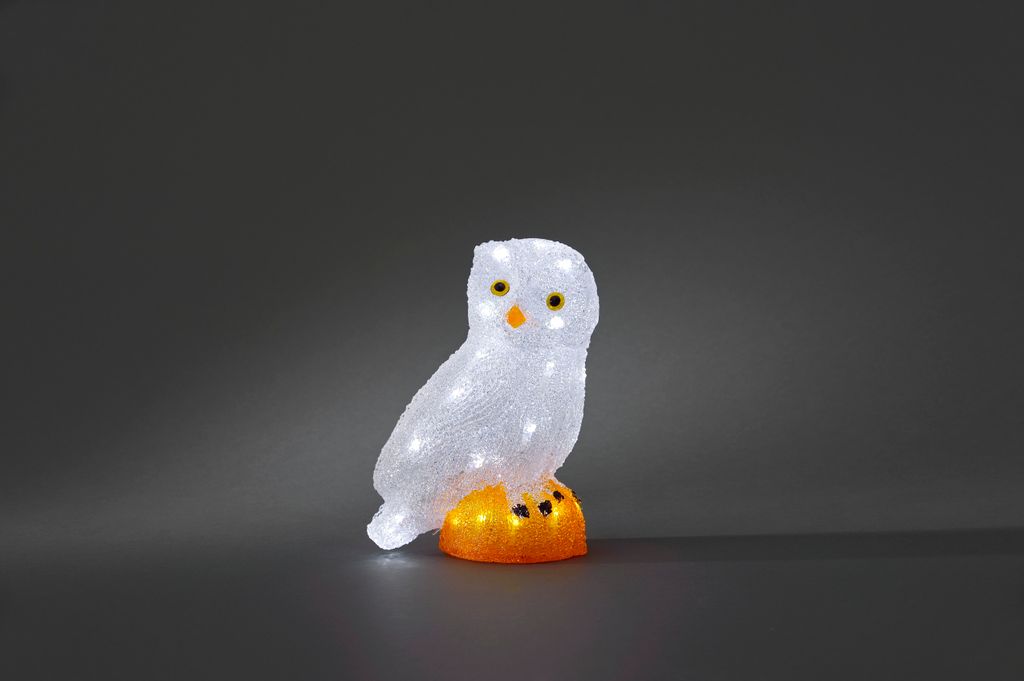 Konstsmide - LED Acryl Eule, klein, 32 kalt weiße Dioden, 24V Außentrafo, transparentes Kabel ; 6185-203