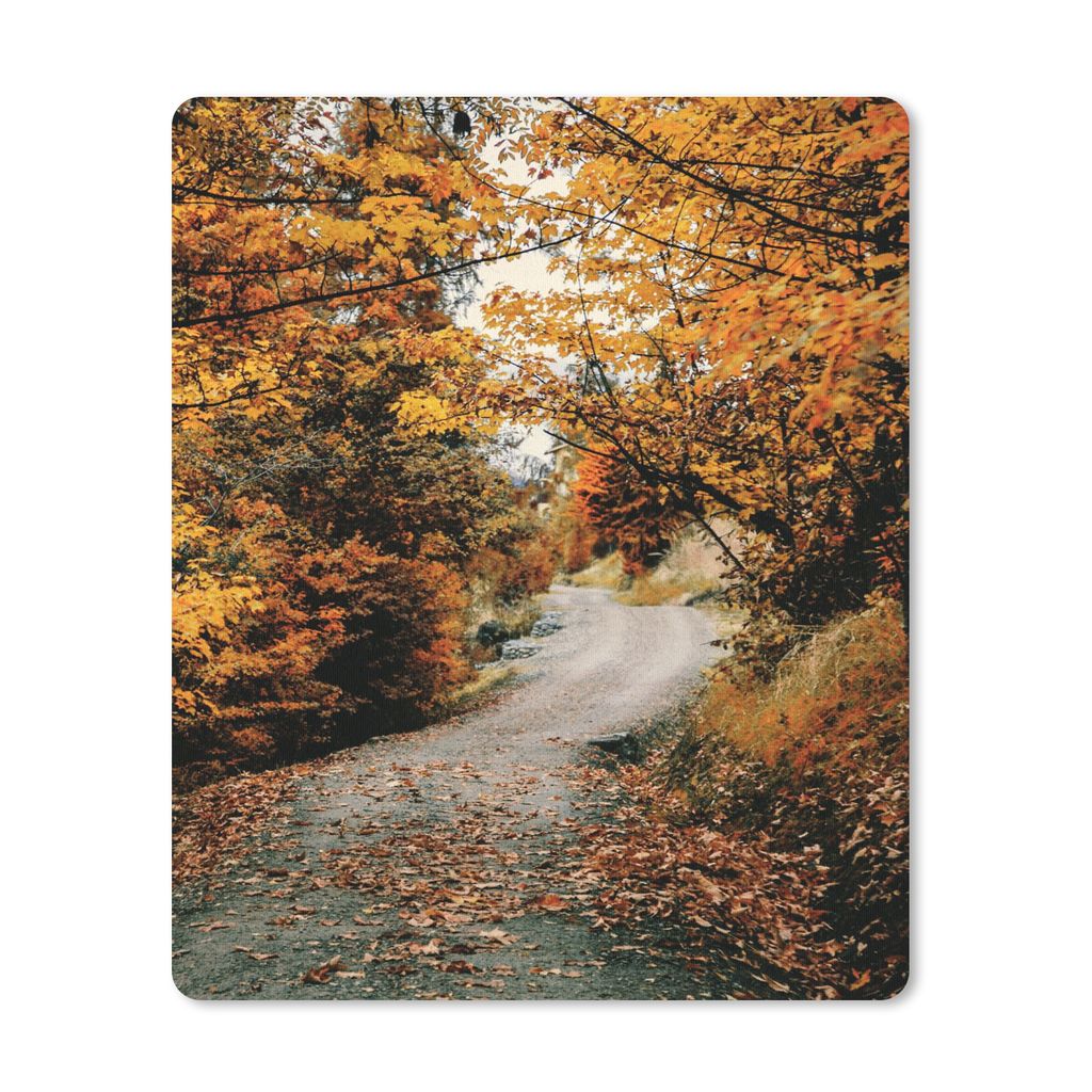 MuchoWow Mauspad Mousepad Herbstwald - Weg - Laub - Ländlich 30x40 cm - Mousepads - Maus Mat - Pad - Mausunterlage - Mausmatten