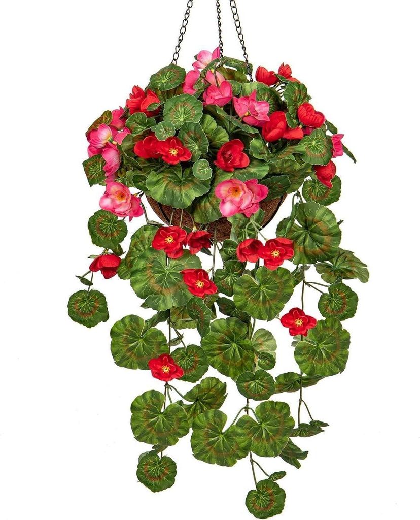 Künstliche Geranie Hängeampel 70cm Dekopflanze Rosa/Rot Produktbild 