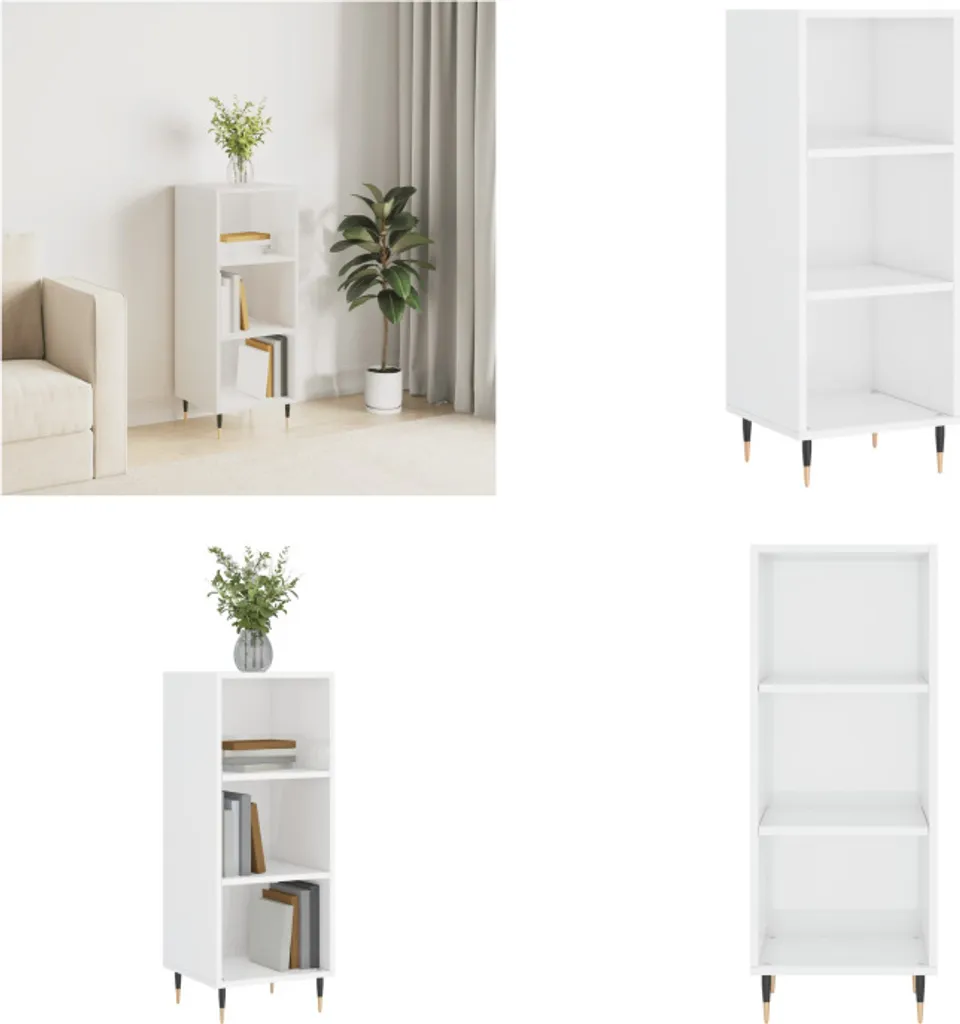 vidaXL Credenza Bianca Lucida 34,5x32,5x90 cm | Mobiletto Salvaspazio