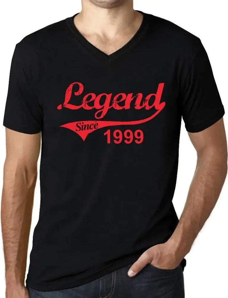 Herren Grafik T-Shirt V-Ausschnitt Legende seit 1999 – Legend Since 1999 – Geschenk 25. Geburtstag Jahrestag 25 Jahre Jubiläum 25 Jährige Mann