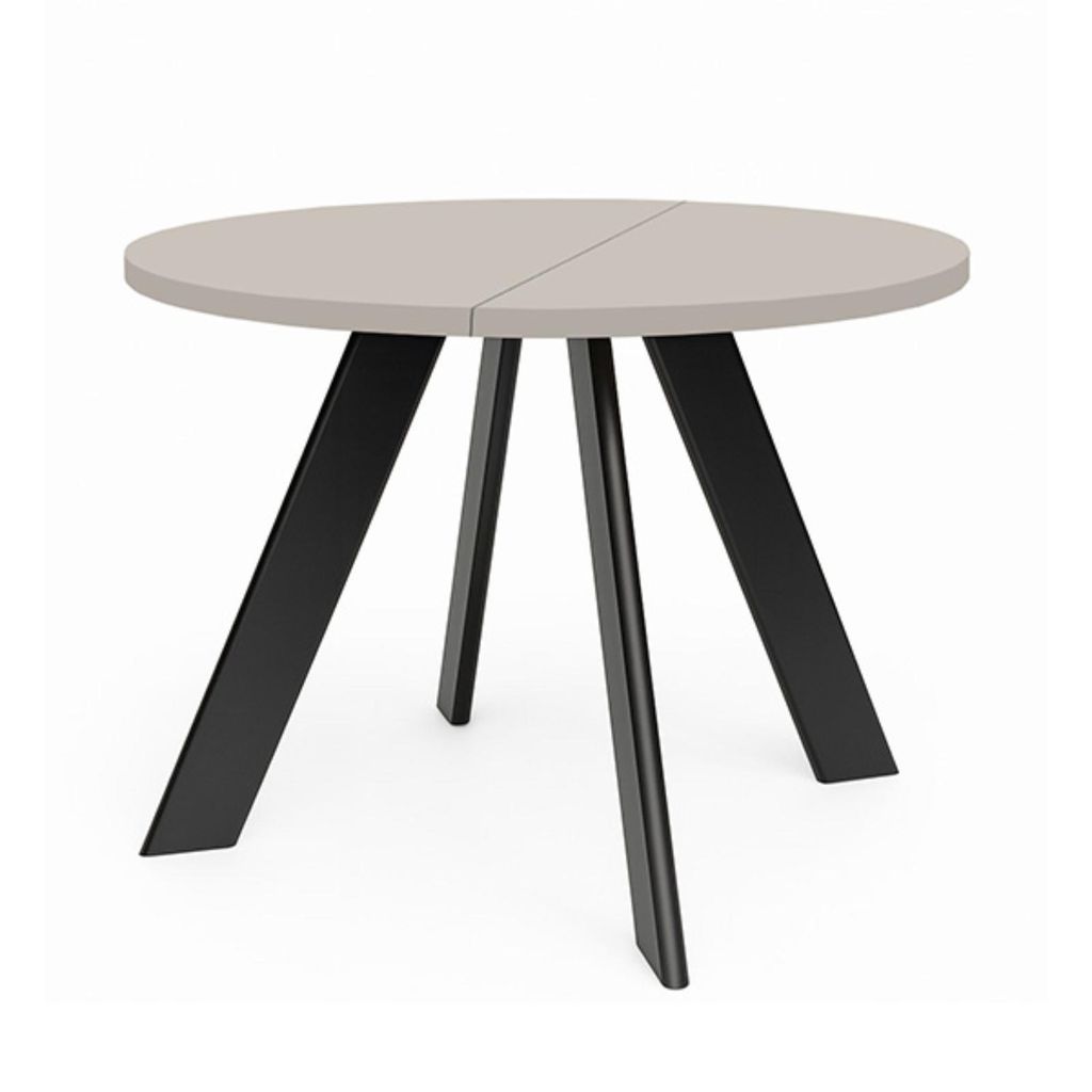 Runder Ausziehbarer Tisch für Esszimmer, LEX, Loft-Stil, Skandinavische, Durchmesser: 110 / 210 cm, Farbe: Kaschmir / Schwarz