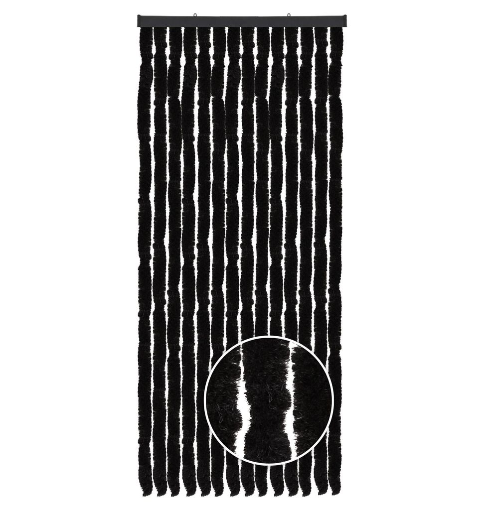 Plyšová záclona do karavanu 56 x 185 cm, čierna, chenille, Obrázok produktu 