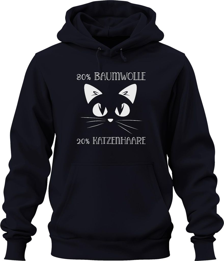 80% Baumwolle 20% Katzenhaare Katzenfan Katzenmama Witzig Spruch Uni Hoodie Kapuzenpullover, Navy, 3XL
