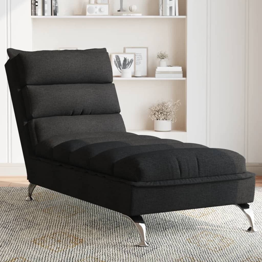 "2026 Aktion"Chaiselongue mit Kissen Schwarz Stoff - 133,5x56x74cm NEU323303 - Recamieren