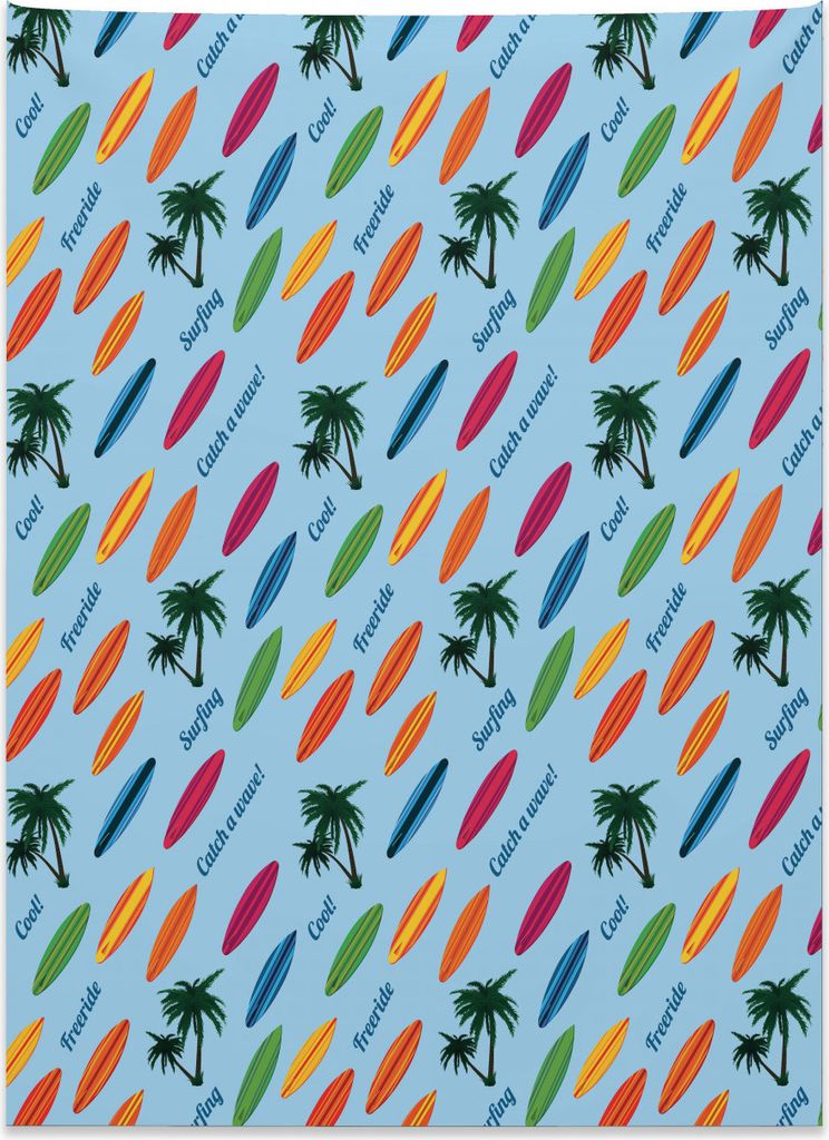 Abakuhaus Surfbrett Wandteppich, Exotische Hawaii-Sportarten aus Weiches Mikrofaser Stoff Kein Verblassen Klare Farben Waschbar, 110 x 150 cm, Mehr...