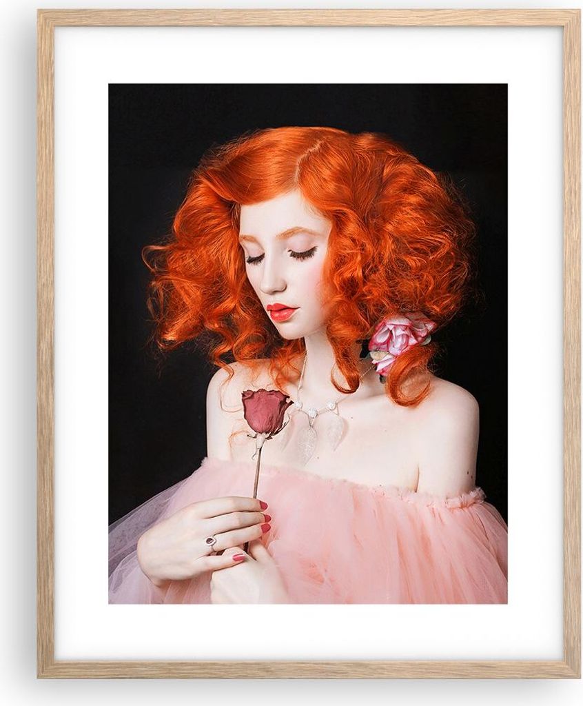 Gerahmtes Poster - Rahmen in heller Eiche - Erz Frau Rose - 40x50 cm - Wand Bild - Wanddeko - Wandbilder - Kunstposter - Wandposter - Bilderrahmen ...