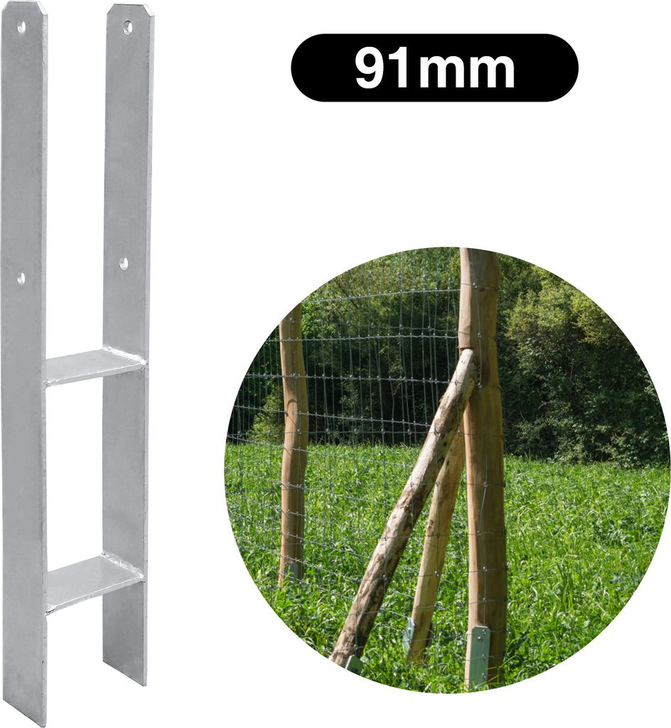 Jopassy 2x H-Anker Pfostenanker H-Anker H-Pfostenanker Pfostenträger Pfostenhalter 91mm 600MM