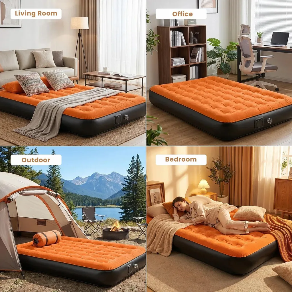 Matelas gonflable auto-gonflant 150x200x25 cm avec surface floquée - 9