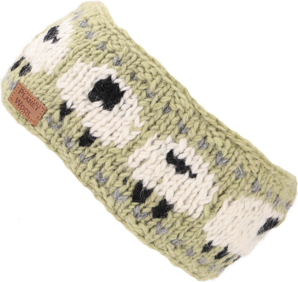 Woll-Strick-Stirnband, Gestrickter Ohrenwärmer Sheep - Grün, Uni, Wolle, Stirnbänder