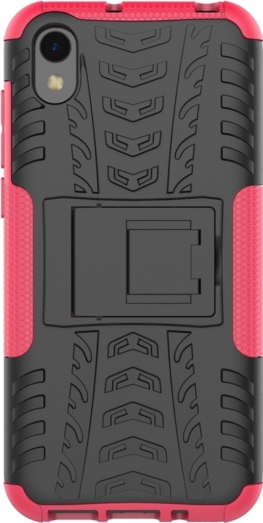 Mobigear Tire HONOR 8S Hülle Hardcase Backcover Stoßfest mit Ständer - Schwarz / Pink