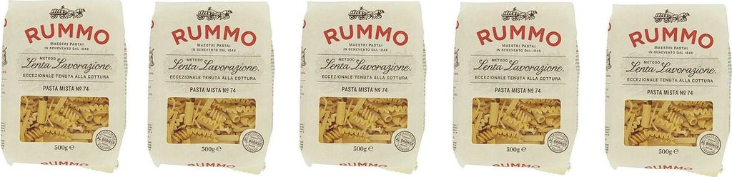 5x Rummo Pasta Mista N°74 Lenta Lavorazione Teigwaren aus Hartweizengrieß Bronze-Zeichnung 500g