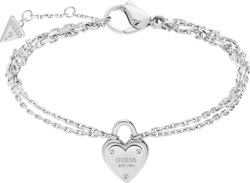 Bracelet Gourmette Femme GUESS All You Need is Love avec Charms Cœur Gravé
