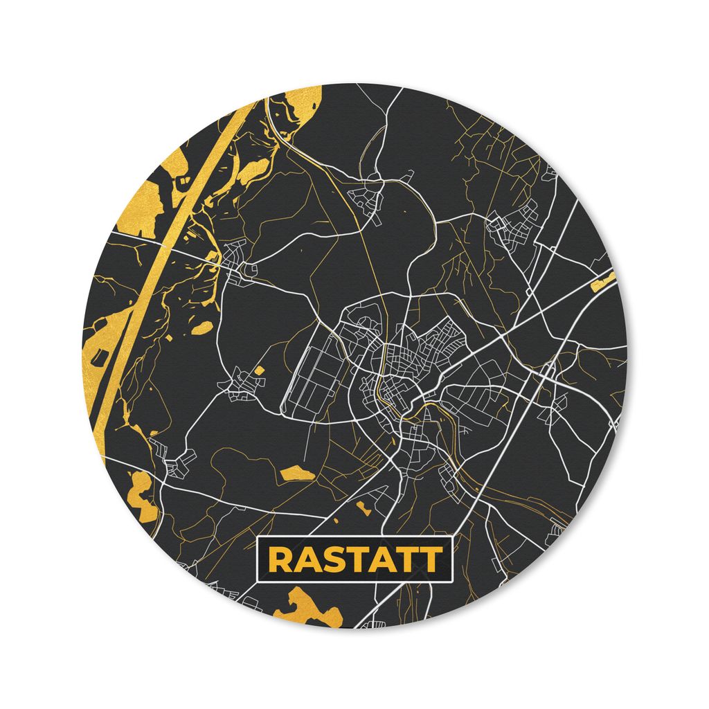MuchoWow Mauspad Mousepad Gold - Deutschland - Karte - Rastatt 20x20 cm - Mousepads - Maus Mat - Pad - Mausunterlage - Schreibtischmatte