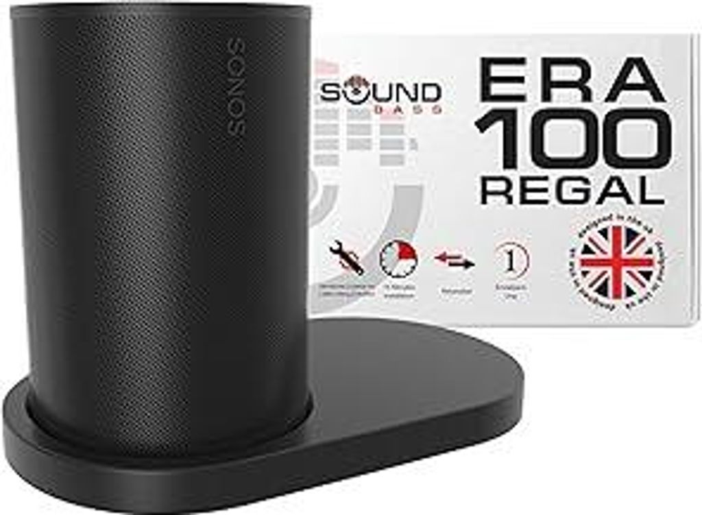 Sound bass ERA100 Regalwandhalterung, schwarz, einzeln (1 Stück), kompatibel mit Sonos ERA 100 Lautsprecher, Halterung, Kabelmanagement, Montagezu...
