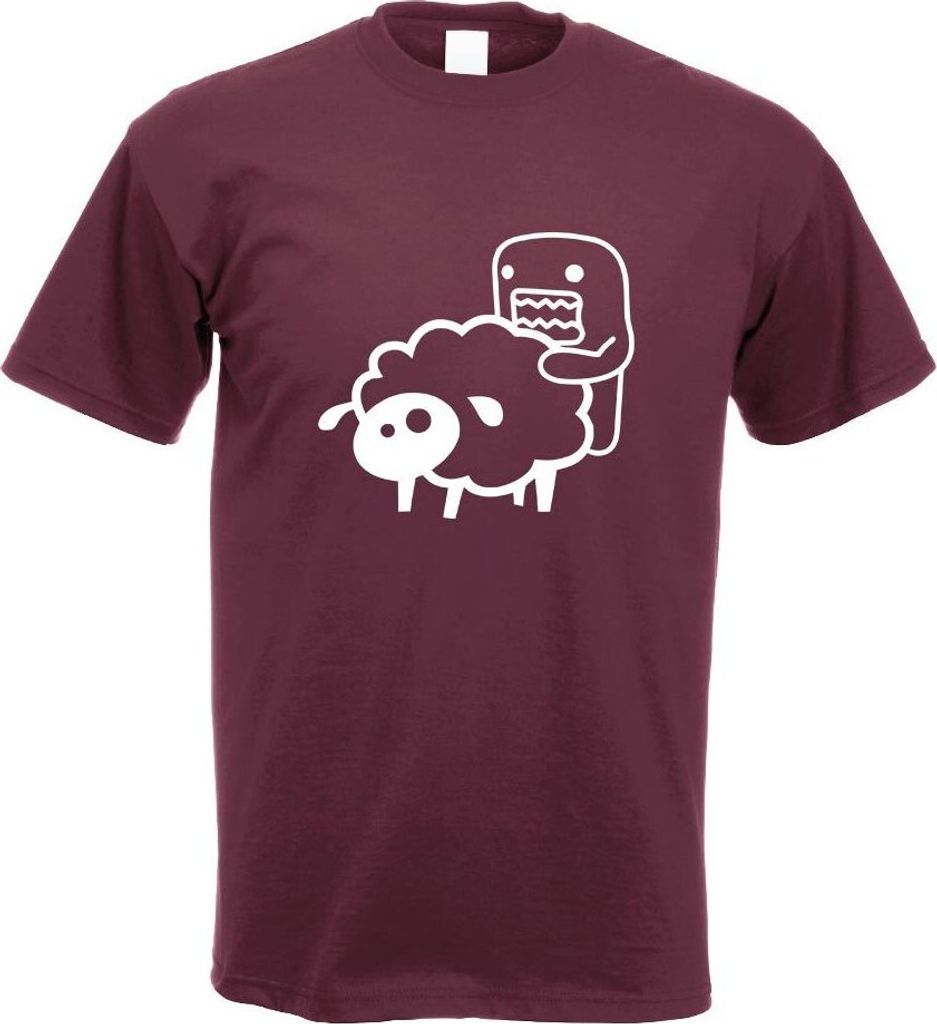 Kiwistar - T-Shirt - Burgund - Domo Sheep Motiv Bedruckt Funshirt Design Print - mit Motiv Bedruckt - Funshirt Design - Sport - Freizeit - Herren - S
