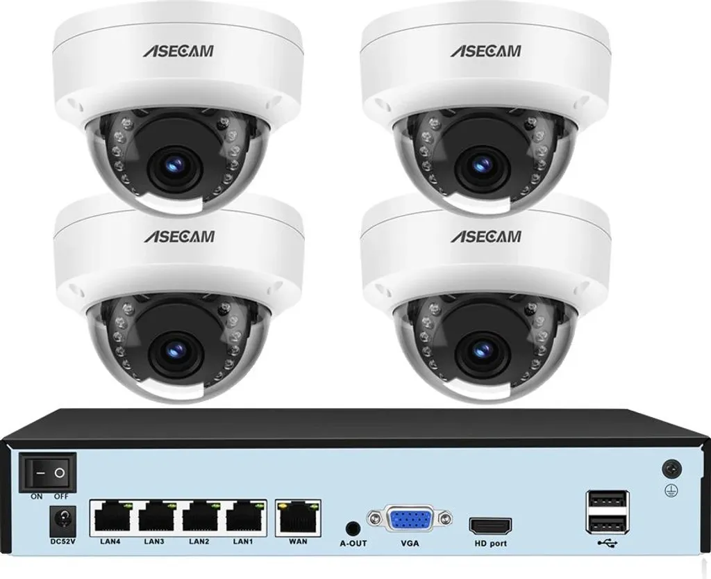 Système de vidéosurveillance 8MP 4K NVR 4 canaux avec 4 caméras IP
