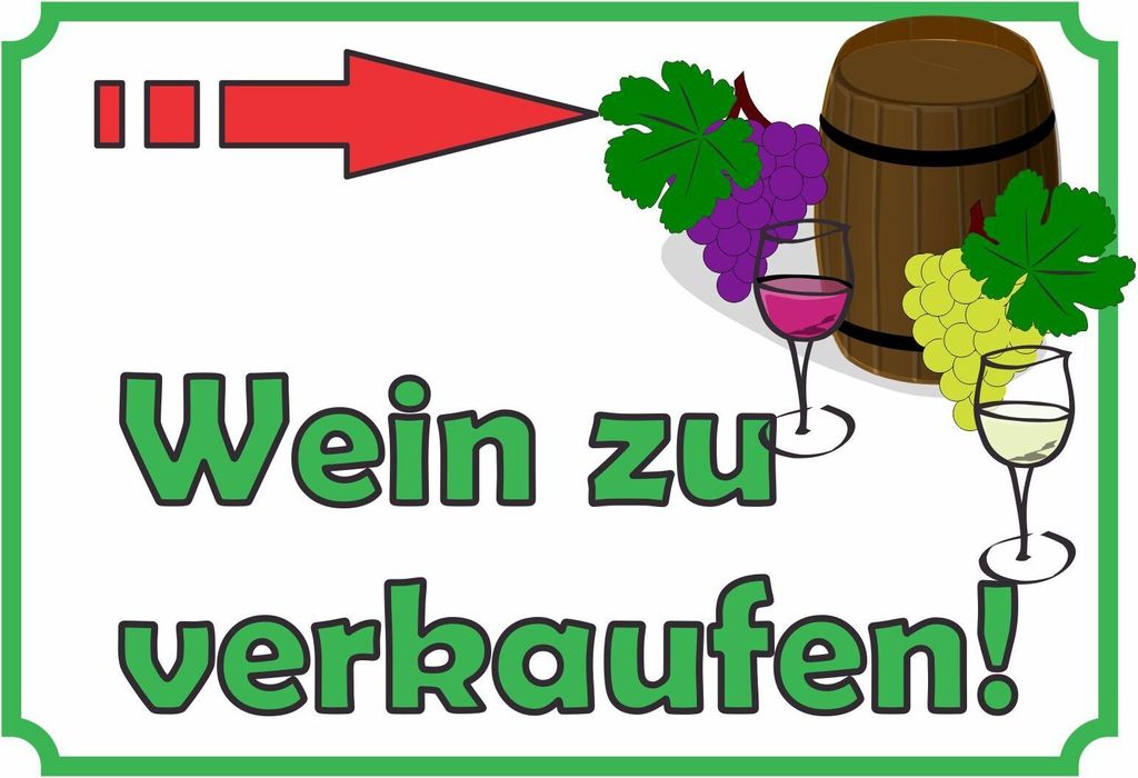 Wein zu verkaufen rechts Schild A5 (148x210mm)