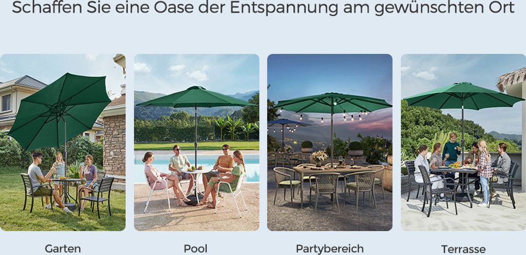 SONGMICS Sonnenschirm Ø300 cm UPF 50+ beidseitig um 30° Produktbild 9