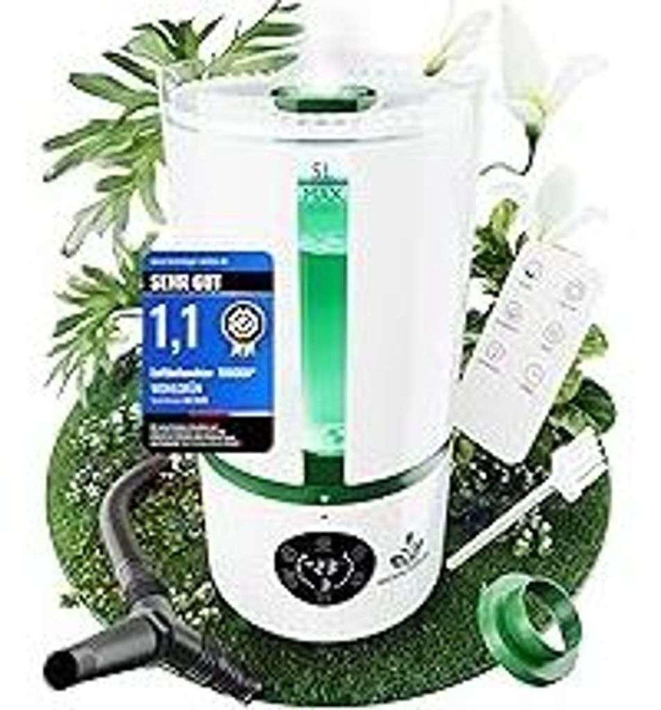 WOHLGRÜN Tau360 Luftbefeuchter für Pflanzen – 5L, 360° Düse, leise, smart, Humidifier für Zimmerpflanzen, Schlafzimmer, Wohnzimmer, Aroma Fa...