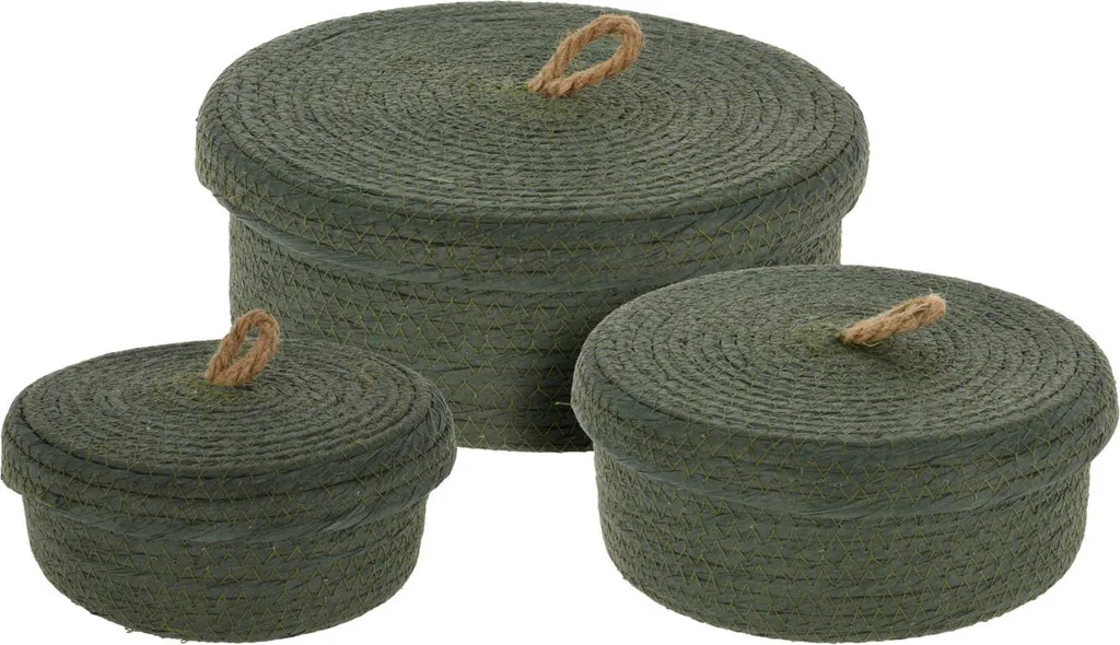Paniers de rangement en jute tressée à la main avec couvercle protecteur