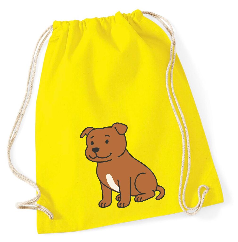 Huuraa Turnbeutel Staffordshire Bullterrier Comic Staffi 12 Liter Yellow Baumwolle Rucksack Geschenkidee