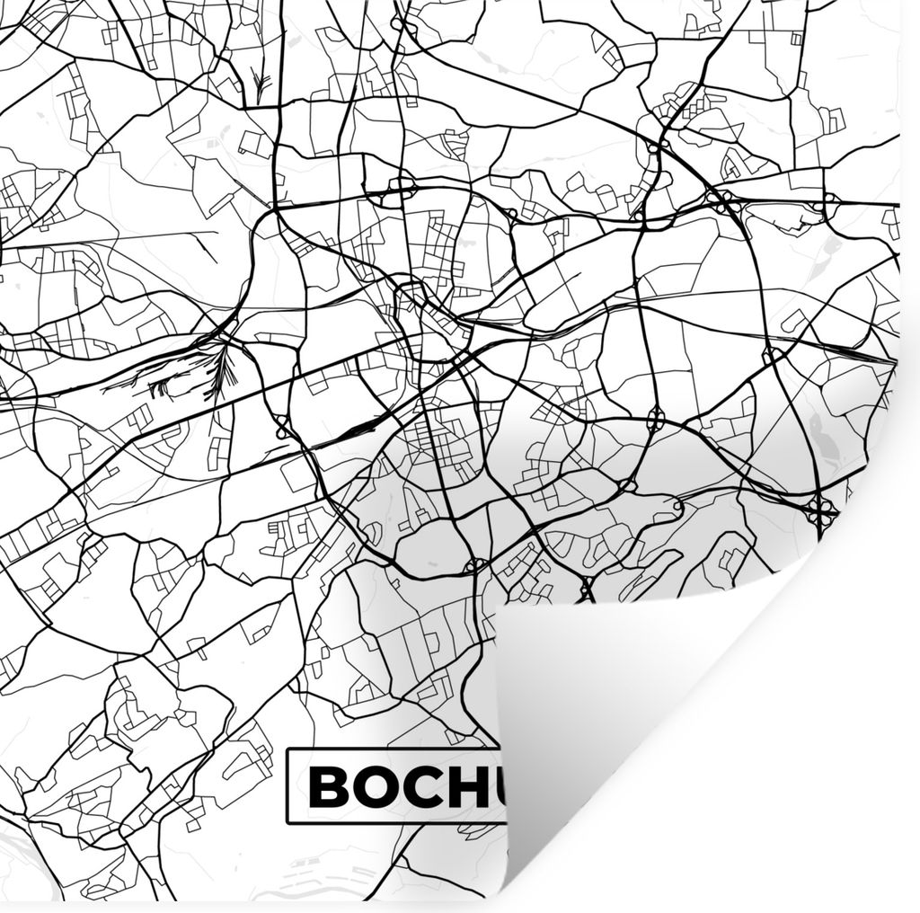 MuchoWow Wandtattoo Wandsticker Wandaufkleber Stadtplan von Bochum - Karte - Stadtplan 80x80 cm Selbstklebend und Repositionierbar - Wierderverwe...