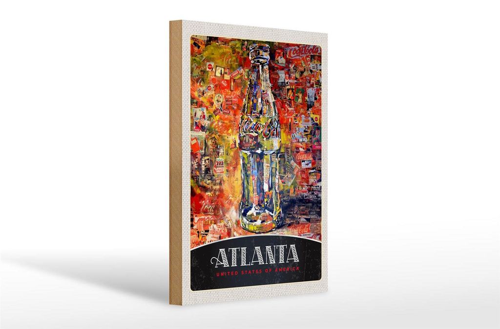 Holzschild Reise 20x30cm Atlanta Amerika Gemälde