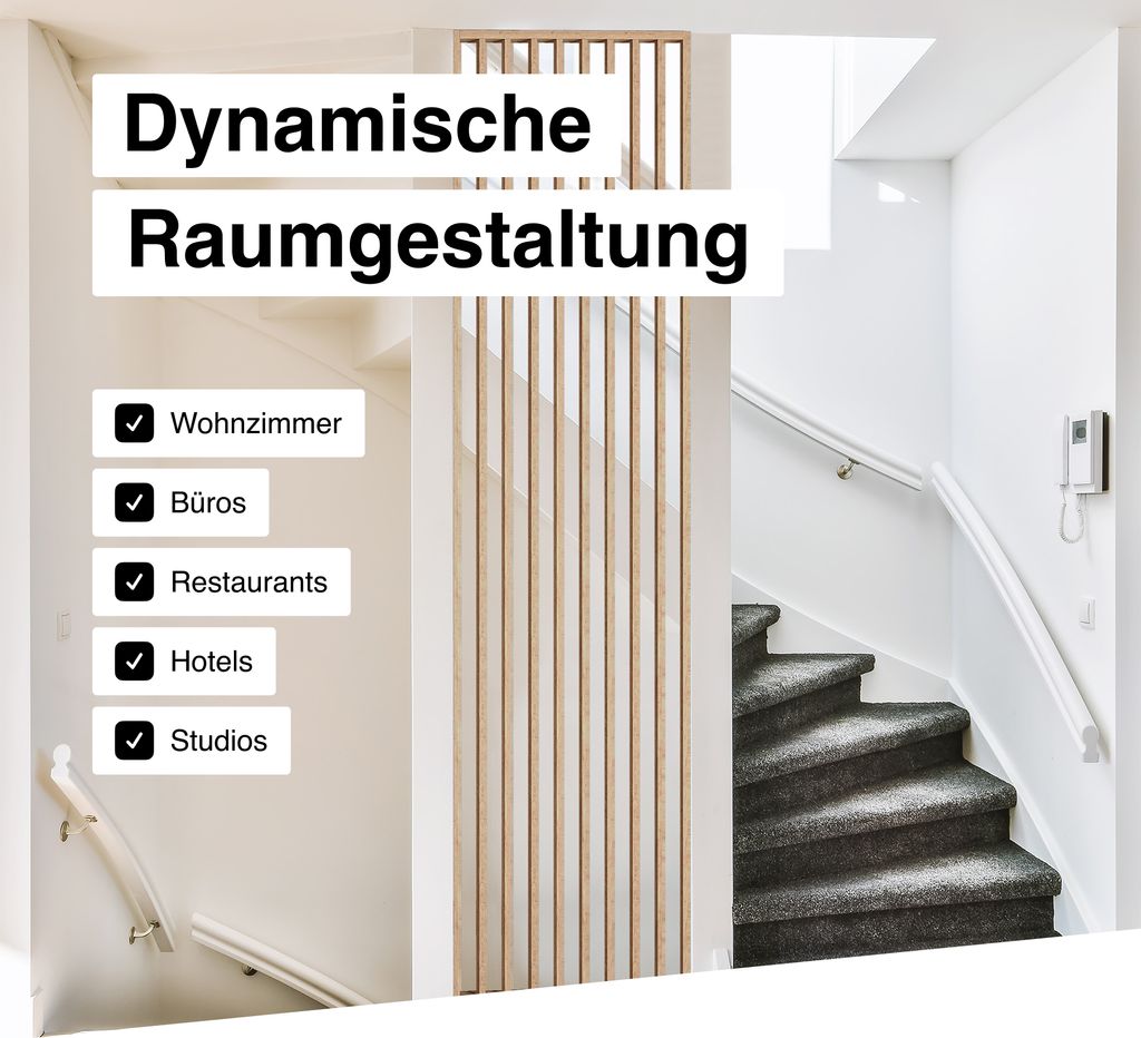 HEXIM Raumteiler Lamellenwand 275x58cm MDF Raumtrenner Produktbild 4