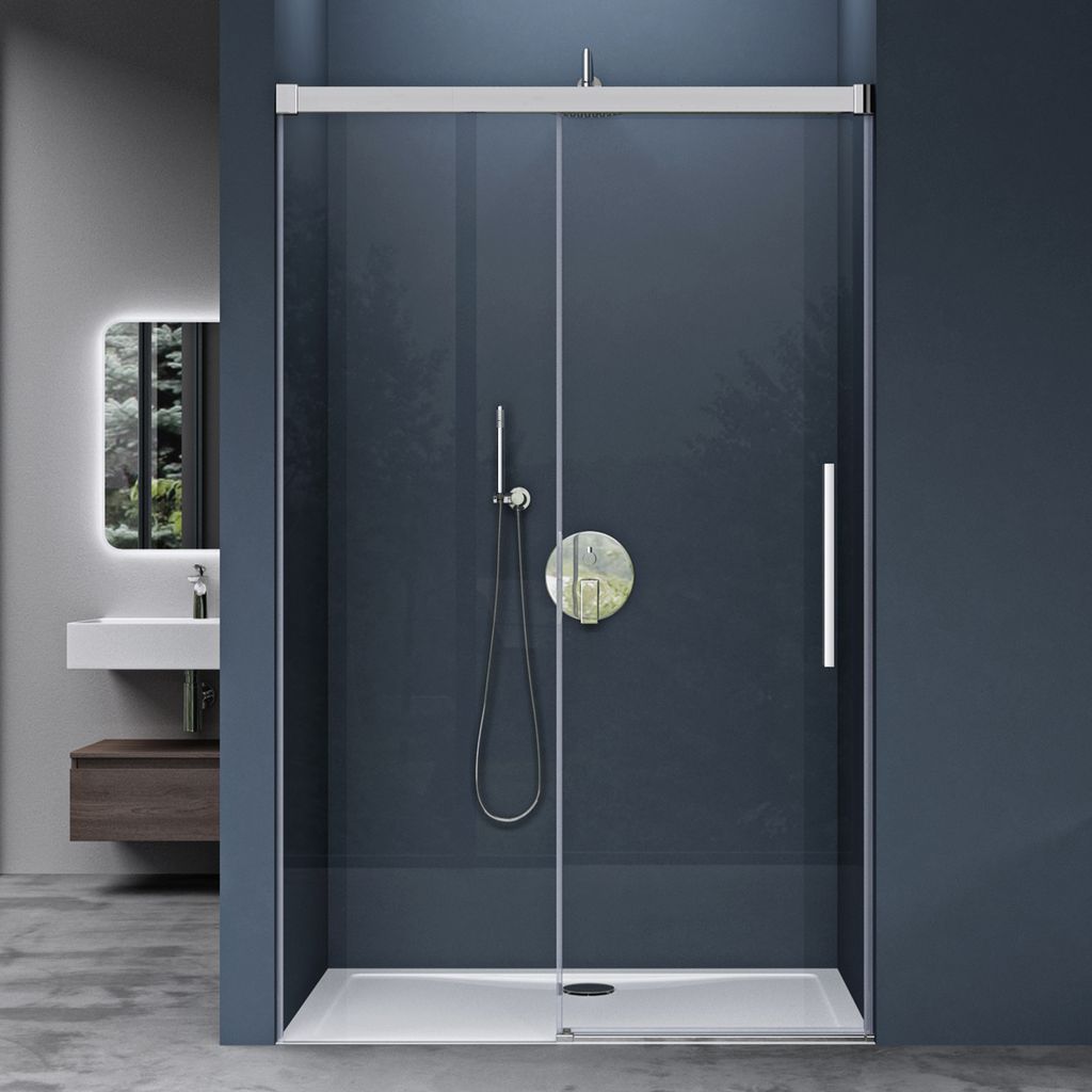 doporro Duschtür Nischentür dusche 100x195cm Duschwand Chrom ESG-Sicherheitsglas Duschabtrennung mit Soft-Close Klarglas inkl. Nano-Beschichtung ...