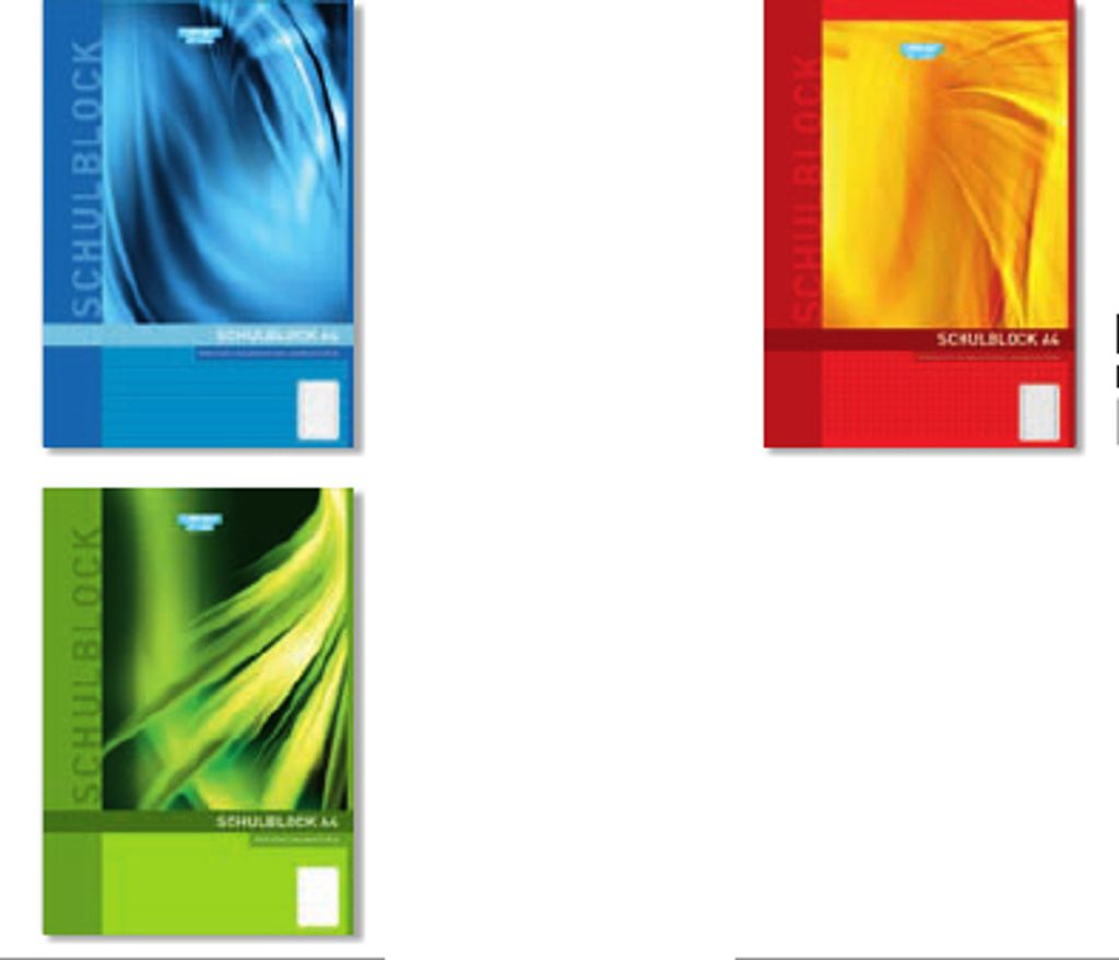3x Schulblock je 1x kariert liniert blanko A4 Schreibblock
