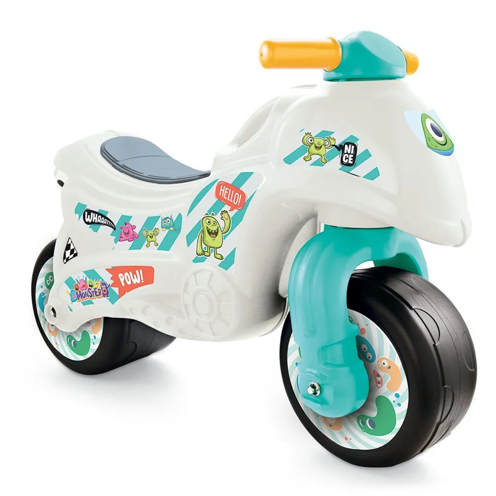 Motocyclette à roulettes Blanche pour Enfant - Porteur Moto Dolu Design