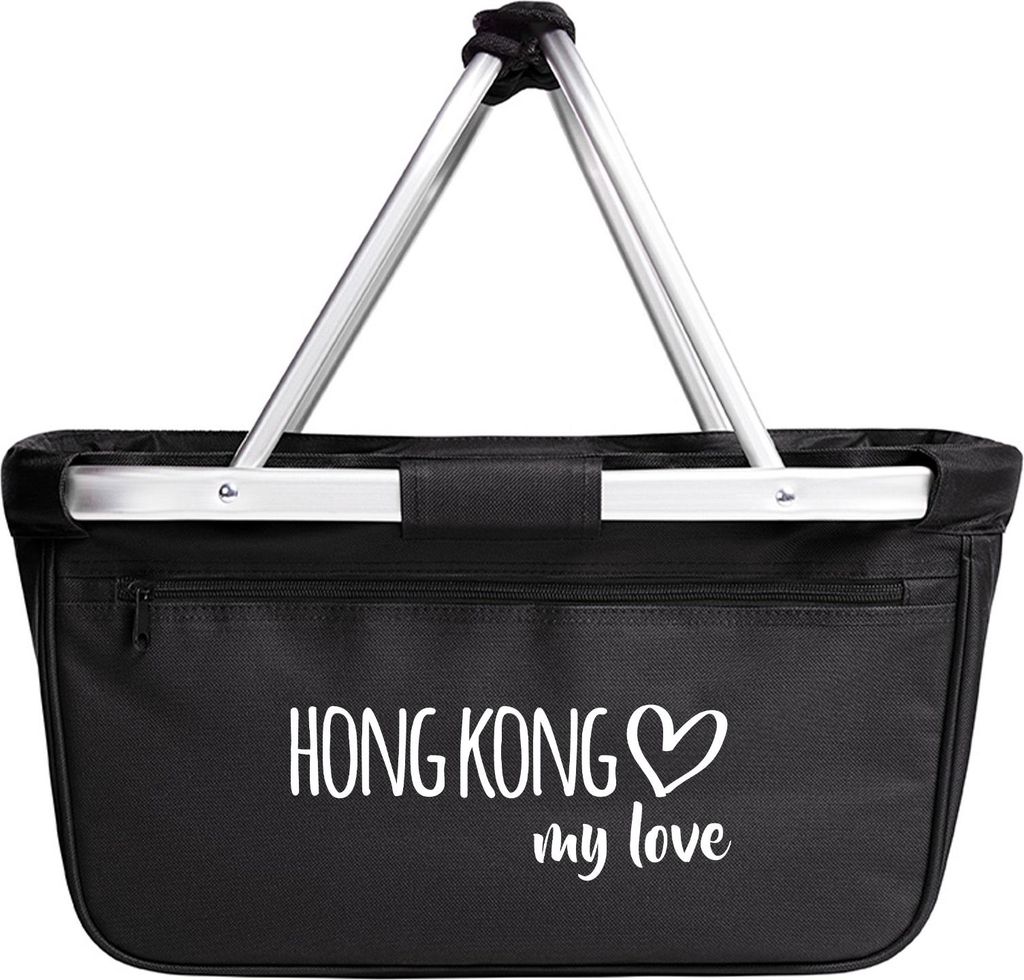 Huuraa Einkaufskorb Hong Kong my love 20 Liter Black faltbarer Tragekorb Geschenkidee