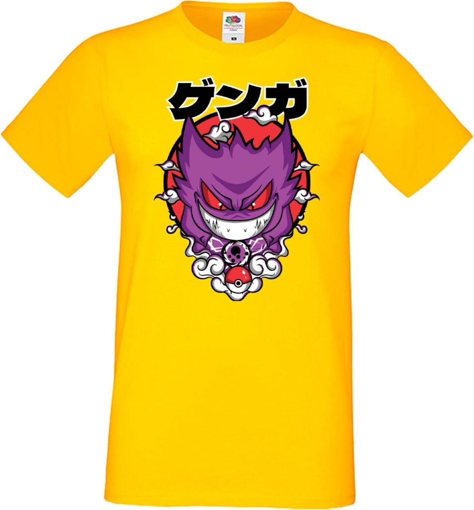 Herren T-Shirt Anime Manga Pokemon Gengar, Man M / Gelb