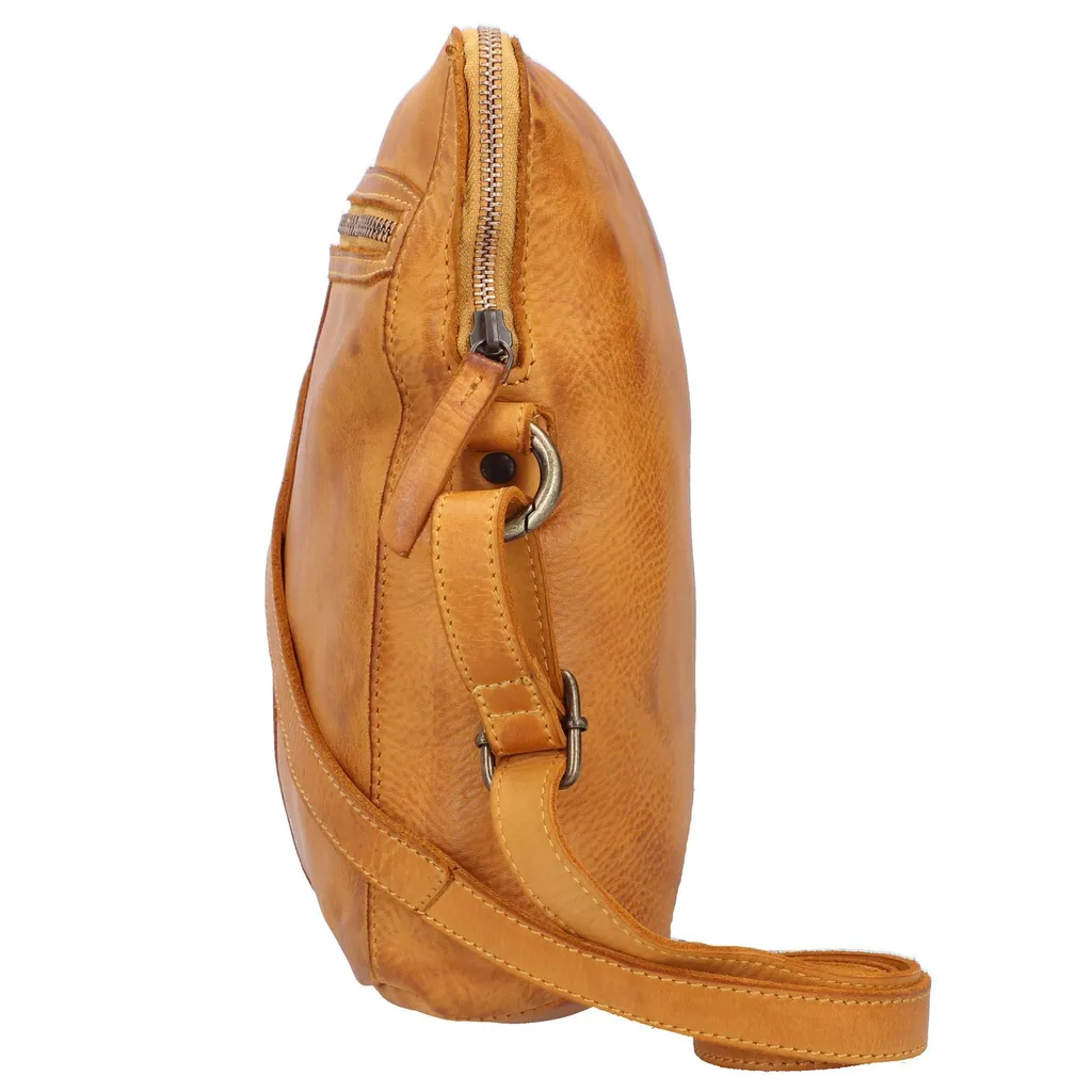 Sac Bandoulière Submarine en Cuir Souple Jaune Foncé Postbag Upend