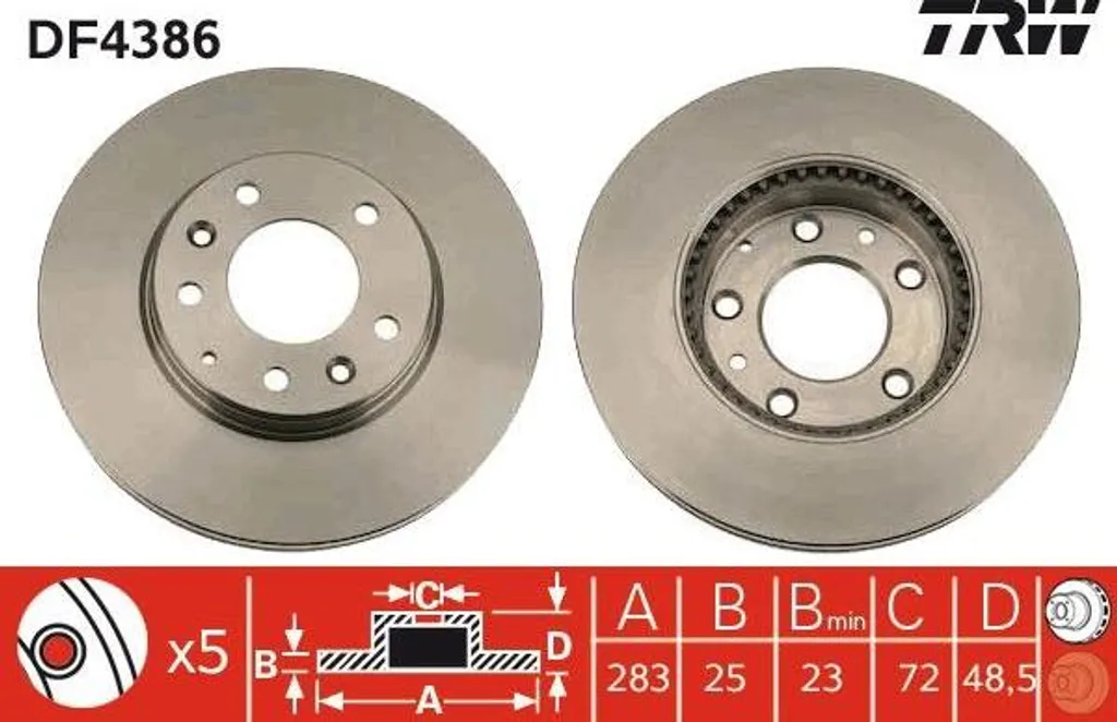 Disque de frein TRW DF4386 OE G26Y3325XA pour Mazda 6 Berline et Break