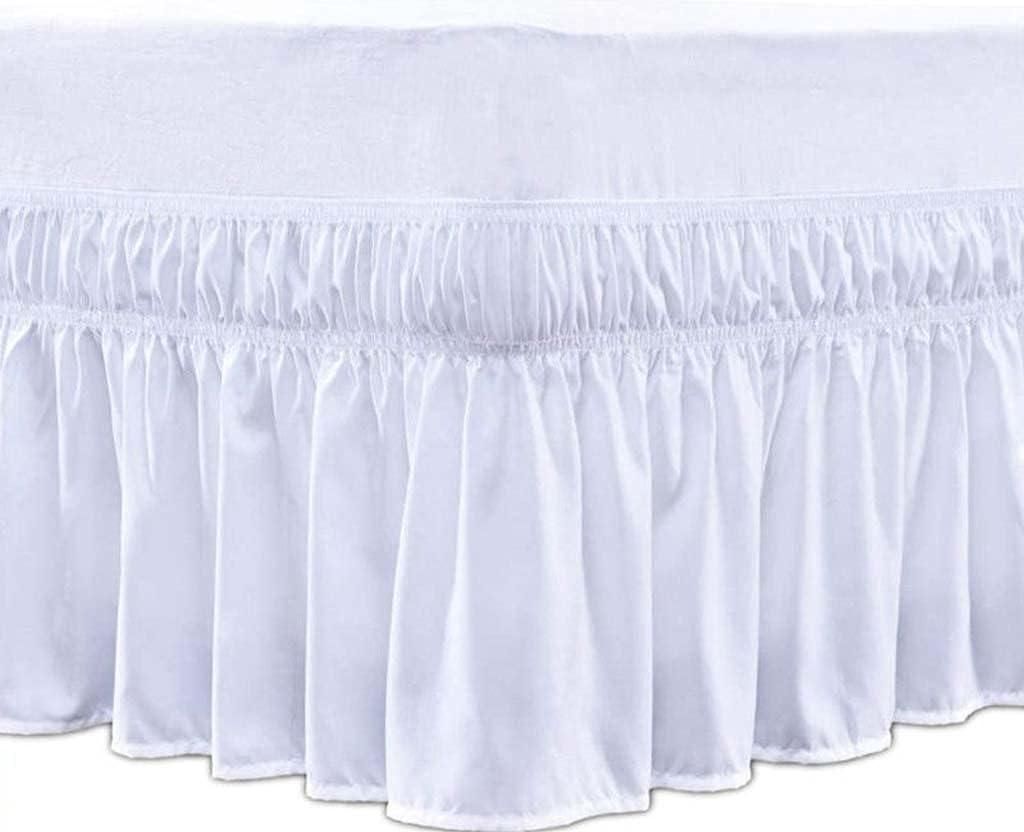 Bettvolant bettrock boxspringbett 100x200 Weiß elastischer Staub-Rüschen mit DREI Stoffseiten Polyester Faltenvolant leicht anzubringen mit Platt...