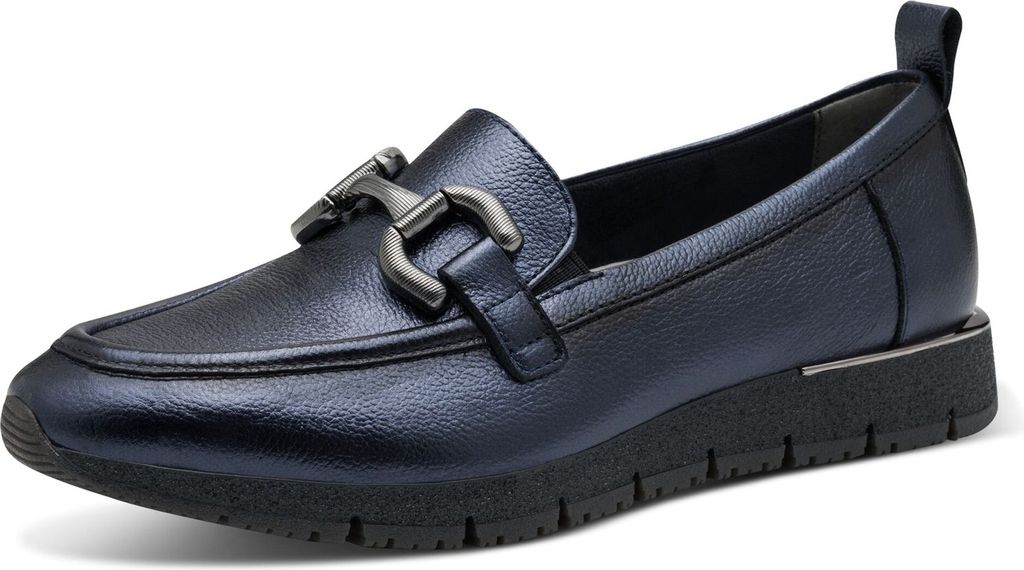Tamaris Damen Slipper sportlich Leder mit Zierspange und Sneakersohle 1-24711-42, Größe:39 EU, Farbe:Blau
