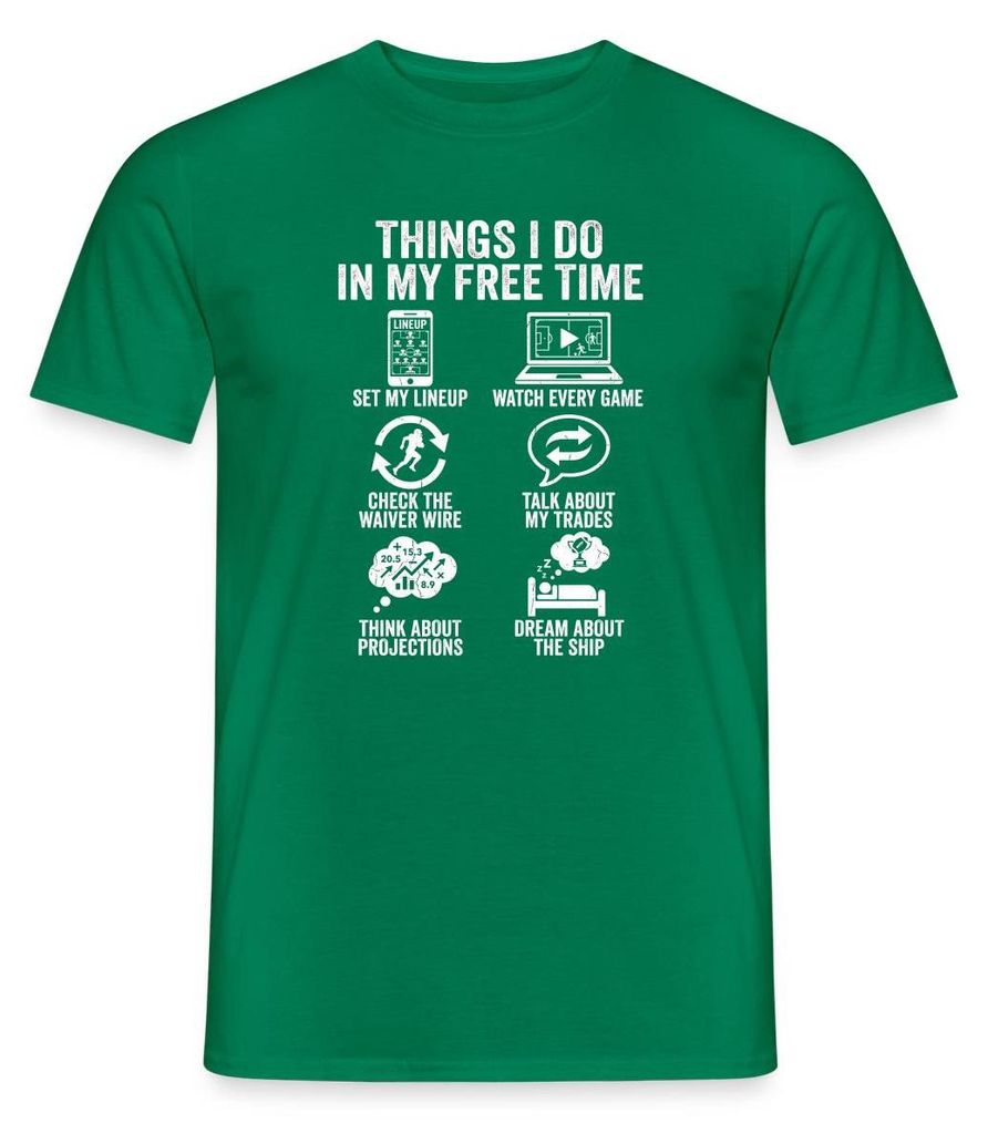 Spreadshirt Things I Do In My Free Time Fantasy Football Männer T-Shirt, XL, Kelly Green