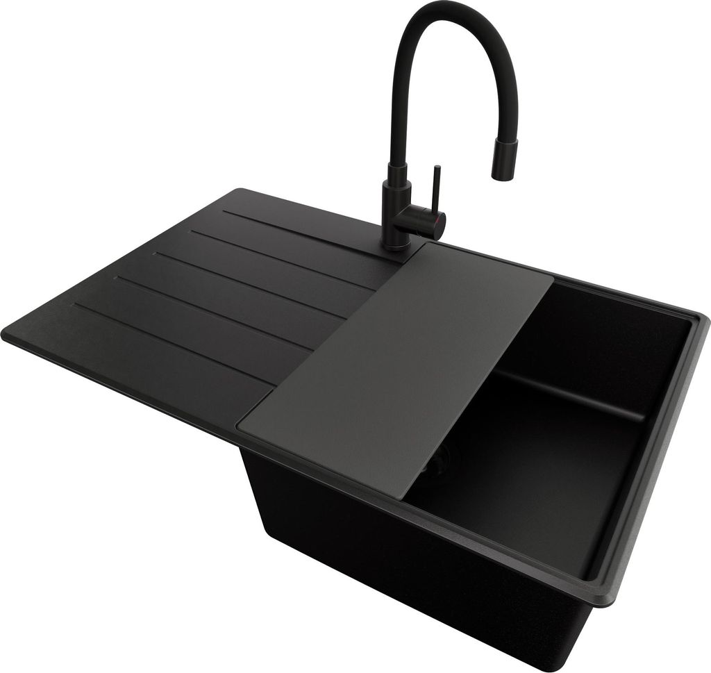 PRIMAGRAN Granitspüle Alles Schwarz 78x50cm, Spülbecken 1 Produktbild 
