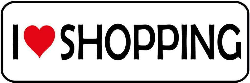vianmo Holzschild 10x27 cm I Love shopping Dekoration