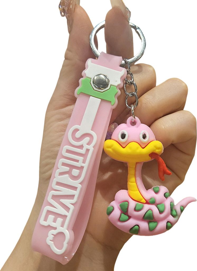 Cooler Schlüsselanhänger aus PVC mit Schlangenanhänger, dekorativer Schlüsselanhänger mit Umhängeband für Auto, Handtasche, Rucksack, Telefo...