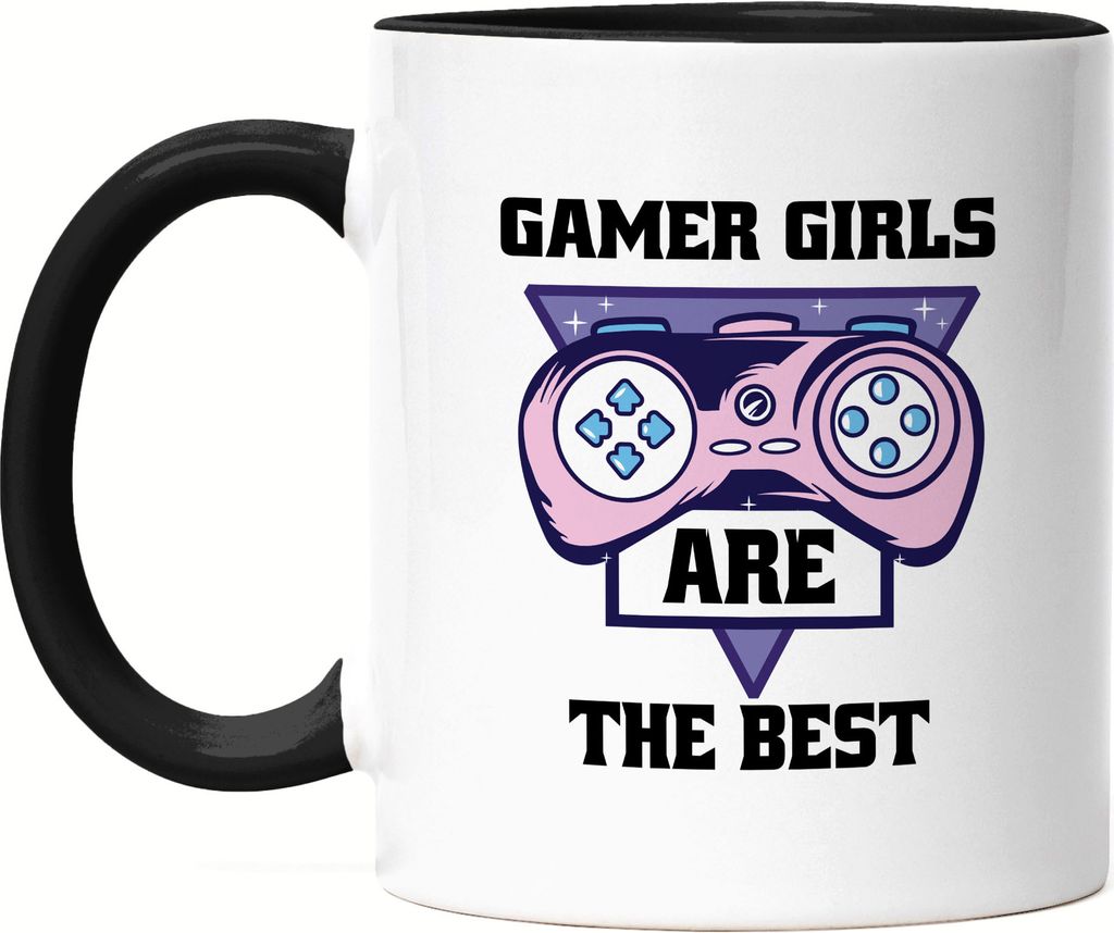 Gamer Girls Are The Best Tasse Schwarz mit Spielkonsole Motiv für Frauen Mädchen die gerne Konsole zocken PC